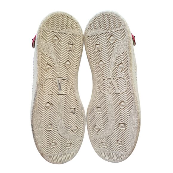 Valentino Garavani Backnet White Pink Leather V-Logo Sneakers Size 37 US 7 - Picture 8 of 9